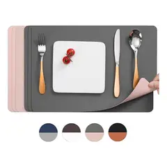 AZ AURAZEUS - Set 4 Individuales Ecocuero Impermeables Antimanchas Reversibles Az