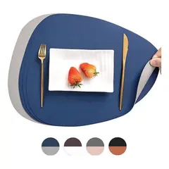 AZ AURAZEUS - Set 4 Individuales Ecocuero Impermeables Antimanchas Reversibles AZ