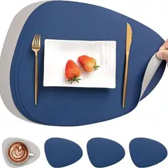 AZ AURAZEUS - Set 4 Individuales + 4 Posavasos Impermeables Antimanchas 2 en 1 Az