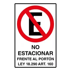 KUANGYE - Señaletica No Estacionar Frente Al Portón Ley 18.290 45x30cm