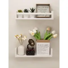 GENERICO - Repisas Flotante De Madera Multifuncional Set de 2 Blanco