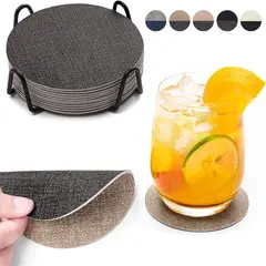 AZ AURAZEUS - Set 4 Posavasos Ecocuero Antimanchas Impermeables 2 en 1 AZ