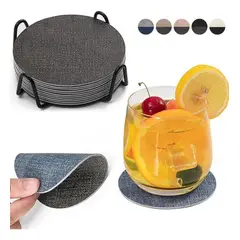 AZ AURAZEUS - Set 4 Posavasos Ecocuero Antimanchas Impermeables 2 en 1 AZ