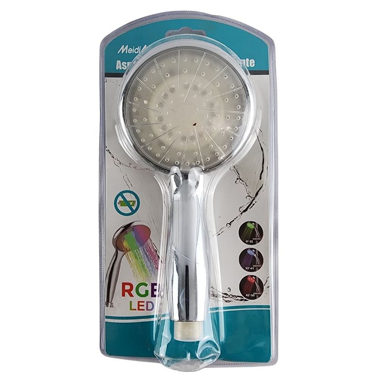Cabezal de Ducha Grande LED RGB Mango Filtro Ahorro Agua