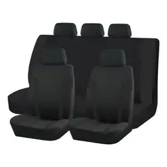 GENERICO - Set Fundas Cubre Asiento Negro Diseño Costura 9pcs