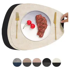 AZ AURAZEUS - Set 4 Individuales Ecocuero Impermeables Antimanchas Reversibles AZ