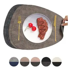 AZ AURAZEUS - Set 4 Individuales Ecocuero Impermeables Antimanchas Reversibles Az