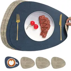 AZ AURAZEUS - Set 4 Individuales + 4 Posavasos Impermeables Antimanchas 2 en 1 Az