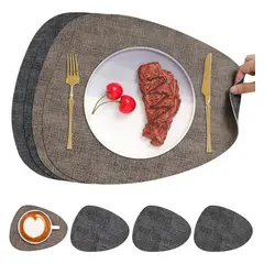 AZ AURAZEUS - Set 4 Individuales + 4 Posavasos Impermeables Antimanchas 2 en 1 Az