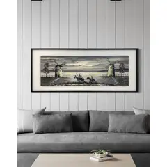 DEKAM DISEÑO - CUADRO PINTADO DECORATIVO QUIJOTE GRIS ENMARCADO 146X66 CMS