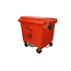 QRUBBER - Contenedor de Basura 1100 lts rojo con pedal