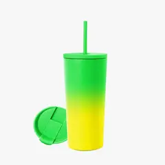 PARTYGLOBOS - Vaso Térmico 700ml + 2 Tapas VERDE LIMON