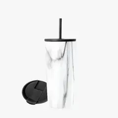 PARTYGLOBOS - Vaso Térmico 700ml + 2 Tapas MARMOLEADO