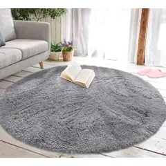 ANGELES DEL HOGAR - Alfombras peludas tipo Shaggy Redondas 150cm