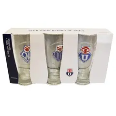 GENERICO - Set 3 Vasos Cerveceros U De Chile Histórico