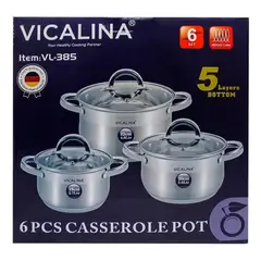GENERICO - SET OLLAS BATERIA DE COCINA 6 PIEZAS VICALINA VL-485