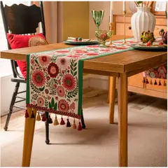 GENERICO - Camino de mesa Algodón de Lino 180x35cm