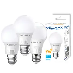 OEM - Pack de 3 Ampolletas Wellmax E-27 9W Luz Calida Led Samsung - Blanco