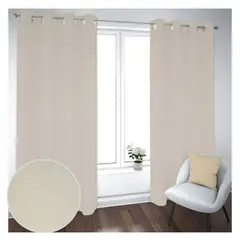 GENERICO - Cortina Black Out 2 Paños Decorativa Color Beige N°46 (140X230)