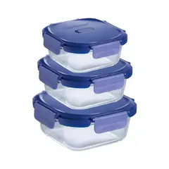 LUMINARC - Set 3 taper hermeticos Cuadrados Vidrio (800ML-560ML-320ML)