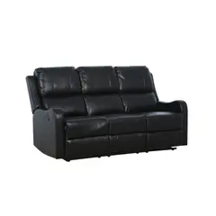 AGUILA - Bergere Reclinable Fleming de 3 Cuerpos y Cuero Sintético - Negro
