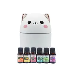 GENERICO - Pack Humificador Diseño Gato Blanco Más 12 Esencias Aromáticas
