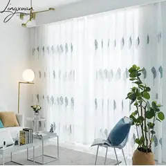 GENERICO - VISILLOS BORDADOS HOJA TURQUESA 2 PAÑOS 150X230CM GSOL