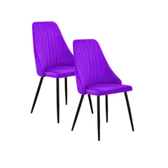 SDFIT - Set De 2x Sillas Comedor Terciopelo Morado Modelo D19