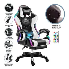 GENERICO - Silla Gamer Con Luz Rgb Reposapiés Y Masajeador Reclinable C BLANCA