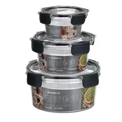 GENERICO - Set 3 Contenedor Almacenamiento Alimentos Hermético Redondos