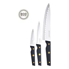 BERGNER - SET 3 CUCHILLOS ACERO INOXIDABLE REECO