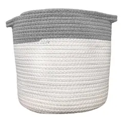 OEM - Macetero Cesto Canasto Maceta De Mimbre Bicolor Pequeño