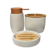 OEM - Set Juego De Baño 3 Pieza Ceramica Jabon Dispensador Cepillo