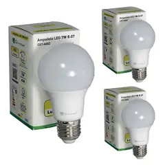 GREEN E - Ampolleta LED 7W E27 Luz Cálida x3 Unidades