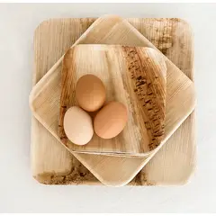 ECOSOULIFE - 5 Platos 25x25 Cuadrados Ecológicos Hoja De Palma 100% compostable