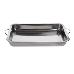 GENERICO - Bandeja Fuente Acero Inoxidable Con Asas Manillas 45x30 Cm