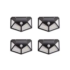 PRO OUTDOOR - Pack 4 Aplique Triangular 100 Led Solar Contra Agua