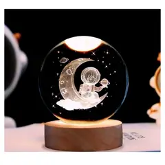 IRM - Bola Cristal iluminada diseño Luna Astronauta Mini Lampara de mesa
