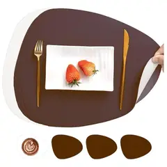 AZ AURAZEUS - Set 4 Individuales + 4 Posavasos Impermeables Antimanchas 2 en 1 Az