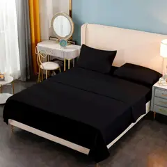 GENERICO - Sabana Premium Algodón 188 Hilos - Negro - Queen