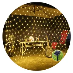 GENERICO - Luces Cascada Malla Led Solar 3x3mts CALIDO Navidad Decoración