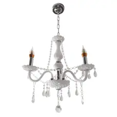 GENERICO - Lampara Colgante Candelabro Lagrimas De Cristal Blanca 3 Soquetes