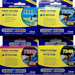 PACIFIC COLOR - Pack de Tinta Alternativa para Epson 73 y 117