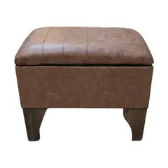 GENERICO - Baúl Tubular Cafe Bicolor Eco Cuero Muebles Rimar 60x40x45x20