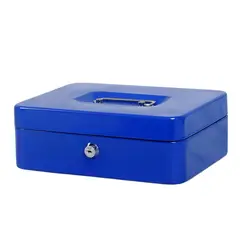HOMESTAR - Caja Fuerte Metálica Para Dinero Seguridad Grande Azul 4L