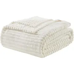 GENERICO - MANTA PLUSH UNICOLOR COLORES LISO BLANCO 2 PLAZAS 200X240CM WYN