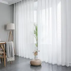 GENERICO - Visillo blanco translucido con argollas 2 Paños por juego 140x230