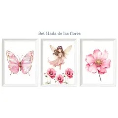 DECORACION CREATIVA - Set Cuadro infantil niña - hada de las flores