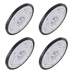 KUANGYE - 4 Pcs Campana LED UFO FLAT 200W Mega Techo Iluminación