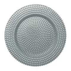 TERRA ESTILO - 6 Platos Bases Plateados textura puntitos